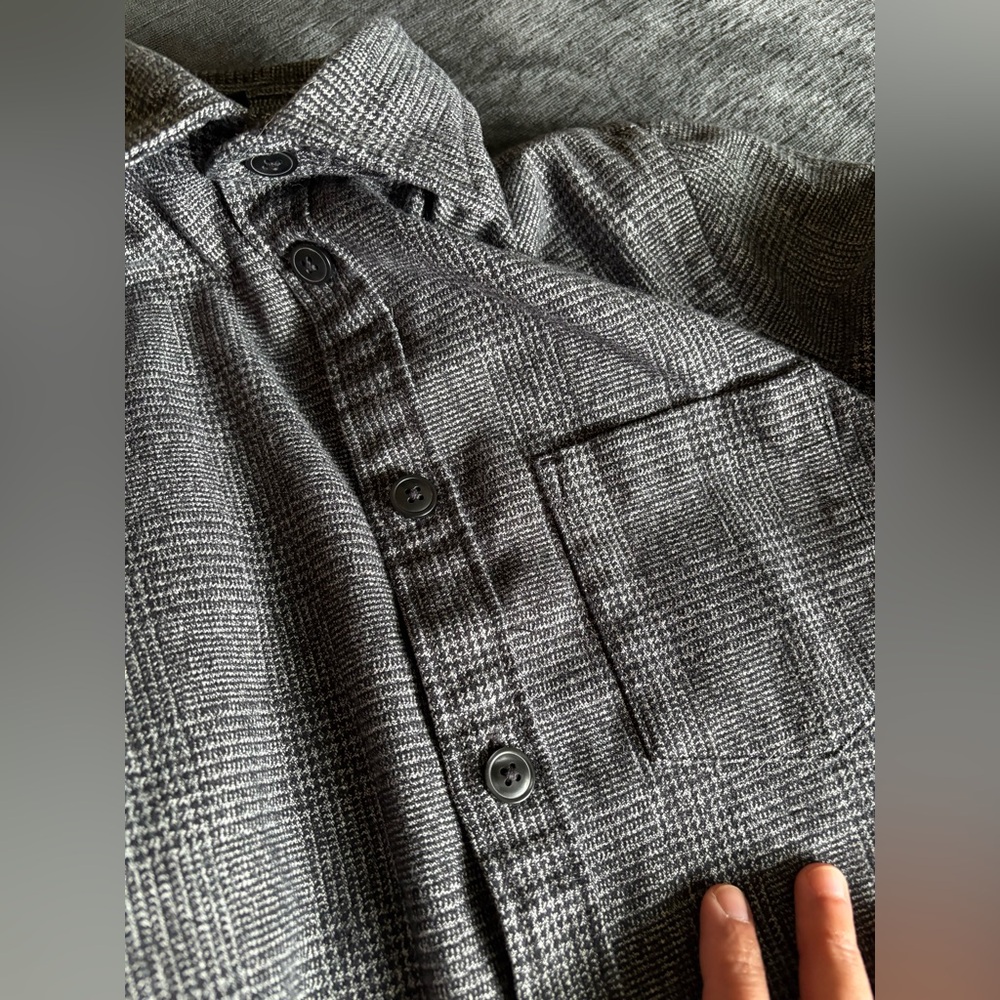 Express Thick Knit Gray Plaid Button-Up Shirt